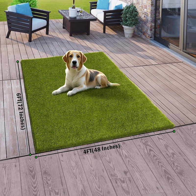 CooRug Artificial Grass Outdoor, 4x6 Ft Realistic Artificial Turf Grass Rug, Large Fake Grass for Dogs Indoor Outdoor Garden Lawn Landscape Patios Decoration - Image 2